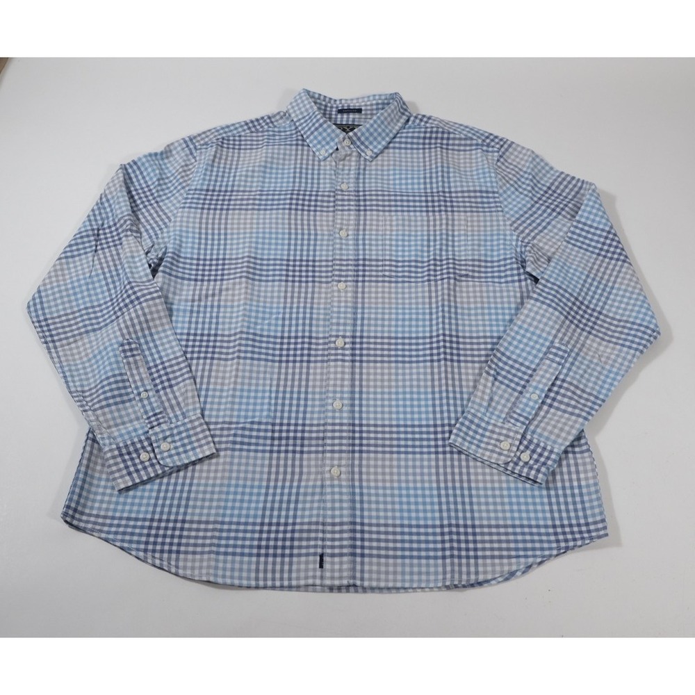 Hawker Rye Button Down Men XL Blue Gingham Plaid Regular Fit Cotton Long Sleeve
